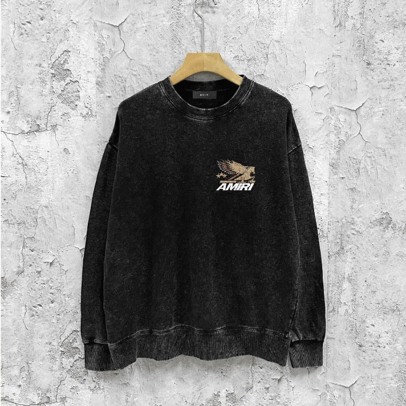 Amiri washed sweatshirt mottled pegasus printing washed and distressed
