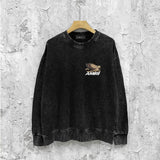 Amiri washed sweatshirt mottled pegasus printing washed and distressed