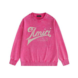 Amiri washed sweatshirt distressed text printing washed and distressed