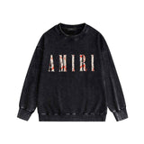 Amiri washed sweatshirt retro totem printing washed and distressed