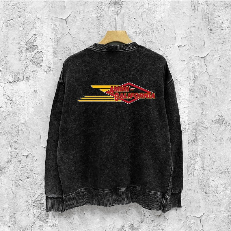 Amiri washed sweatshirt eagle printing washed and distressed