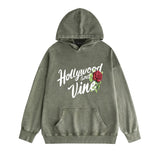 Amiri washed hoodie hollywood rose printing distressed printing