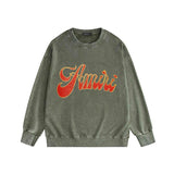 Amiri washed sweatshirt flame gold letterprinting washed and distressed