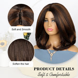 Women'S Wigs Middle Part Short Straight Yaki Bob Wig