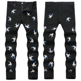 Mens Fashion Jeans Birdprint embroidery 5707#