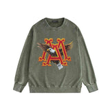 Amiri washed sweatshirt oil painting flying eagle printing washed and distressed