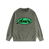 Amiri washed sweatshirt oval letterprinting washed and distressed