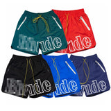 Rhude Shorts3M Reflective Letter Print Tether Elastic Casual Beach Shorts
