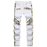 Mens Fashion Jeans Yellow camouflage stripes 8828#