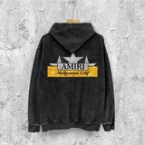 Amiri washed hoodie five-pointed star nameplate distressed printing
