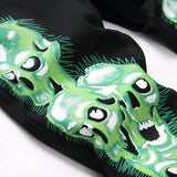 Mens Fashion Jeans Green glowing skull 5709#