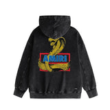 Amiri washed hoodie king cobra gold printing distressed printing