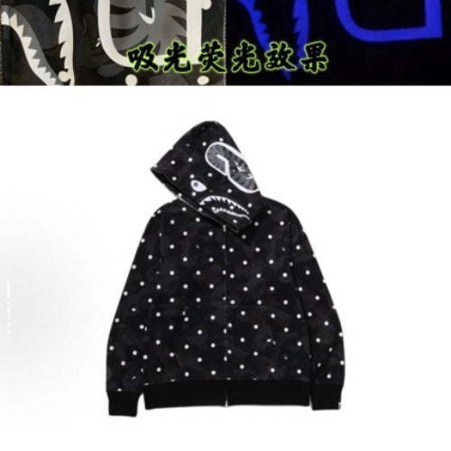 Bathing ape hoode bape polka dot black joint autum
