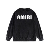 Amiri washed sweatshirt large simple logo printing washed distressed sweatshirt