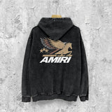 Amiri washed hoodie mottled pegasus distressed printing