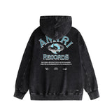 Amiri washed hoodie earth letter washed and distressed printing