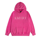 Amiri washed hoodie pink letter washed distressed printing