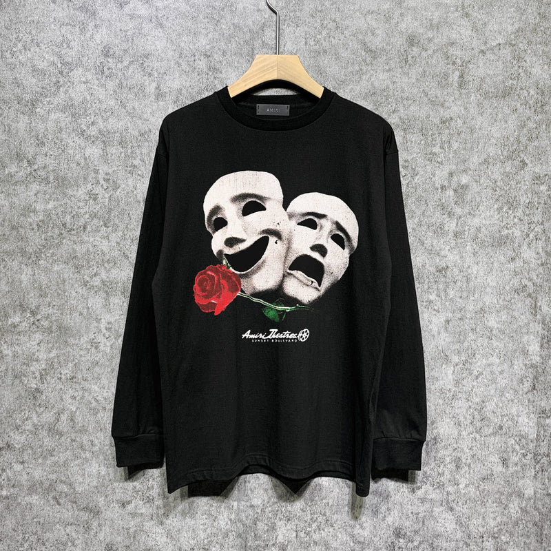 Amiri long sleeve shirts double-sided rose printing