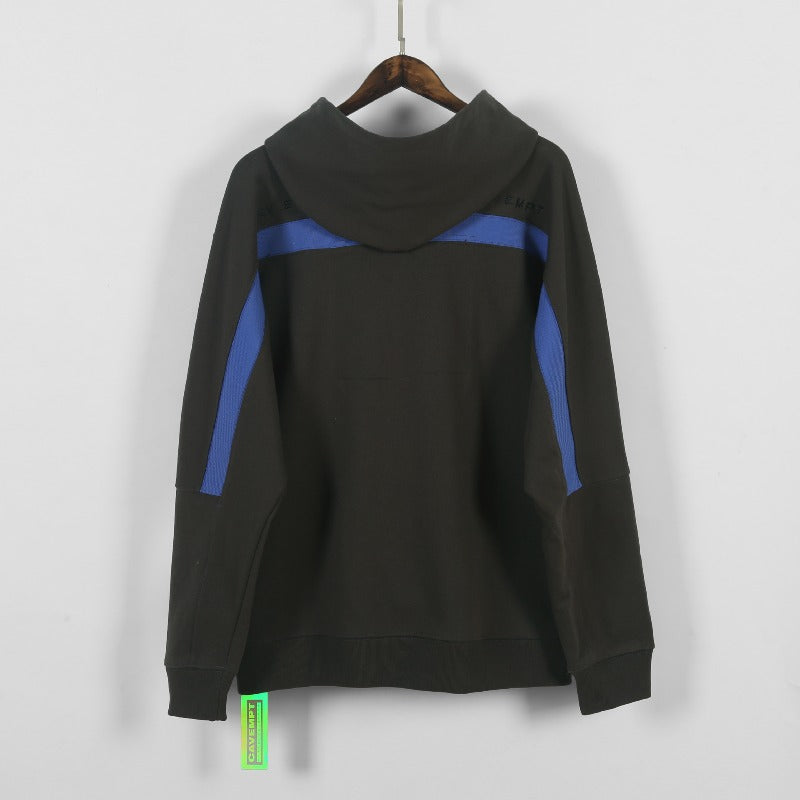C.e hoodie spring & fall c.e patchwork ribbon blue rib hooded sweatshirt