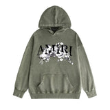 Amiri washed hoodie colorless flower distressed printing