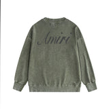 Amiri washed sweatshirt wing crown printing washed and distressed