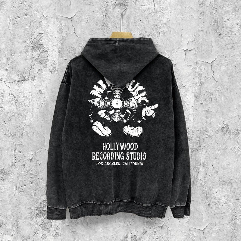 Amiri washed hoodie note fan distressed printing