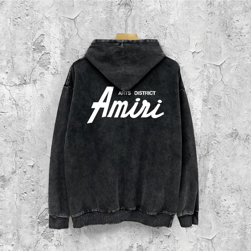 Amiri washed hoodie pure letter distressed printing