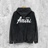 Amiri washed hoodie pure letter distressed printing