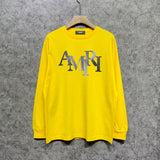 Amiri long sleeve shirts gray gradient letterprinting