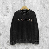 Amiri washed sweatshirt fur printing washed and distressed