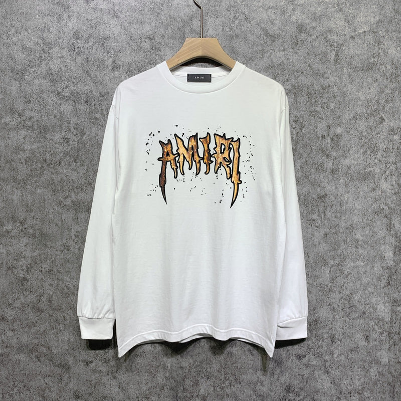 Amiri long sleeve shirts splash paint skeleton printing