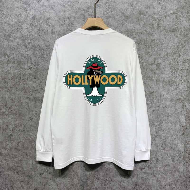 Amiri long sleeve shirts gray wolf cross print