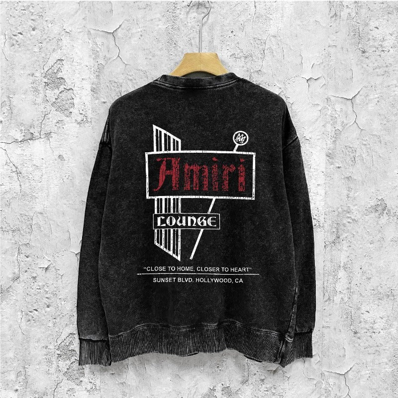 Amiri washed sweatshirt letter sign printing washed and distressed