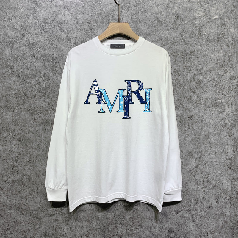 Amiri long sleeve shirts cashew flower overlapping letterprinting