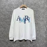 Amiri long sleeve shirts cashew flower overlapping letterprinting