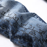 Mens Fashion Jeans Blue and black color scheme 3538#