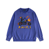 Amiri washed sweatshirt motorcycle skull printing washed and distressed