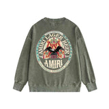 Amiri washed sweatshirt oil painting flying eagle printing washed and distressed