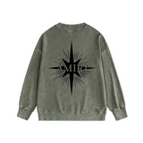 Amiri washed sweatshirt star shield printing washed and distressed