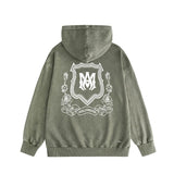 Amiri washed hoodie flower shield distressed printing