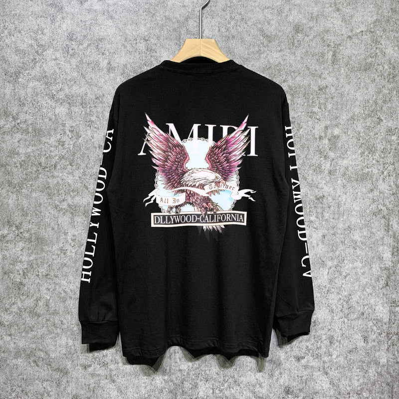 Amiri long sleeve shirts flying eagle medal printing