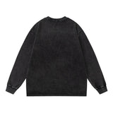 Men long sleeved shirt retro washed old letter design men's loose