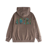 Amiri washed hoodie waist flower camouflage letter distressed printing