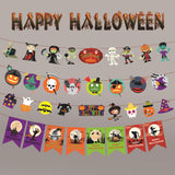 Halloween flag hanging ornaments Halloween Pumpkin Paper Banner – Triangle Flag Party Decoration