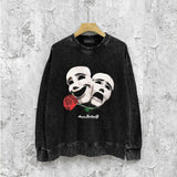 Amiri washed sweatshirt double-sided rose printing washed and distressed