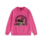 Amiri washed sweatshirt rose printing washed and distressed