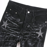 Mens Fashion Jeans Star Rhinestones S3972#