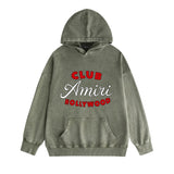 Amiri washed hoodie hollywood club distressed printing