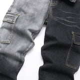 Mens Fashion Jeans Black and gray color blocking 5706#