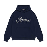 Amiri hoodie silver ring snake letterprinting